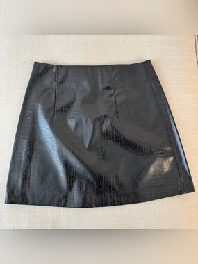 Lefties Black Faux Croc Mini Skirt Size XS